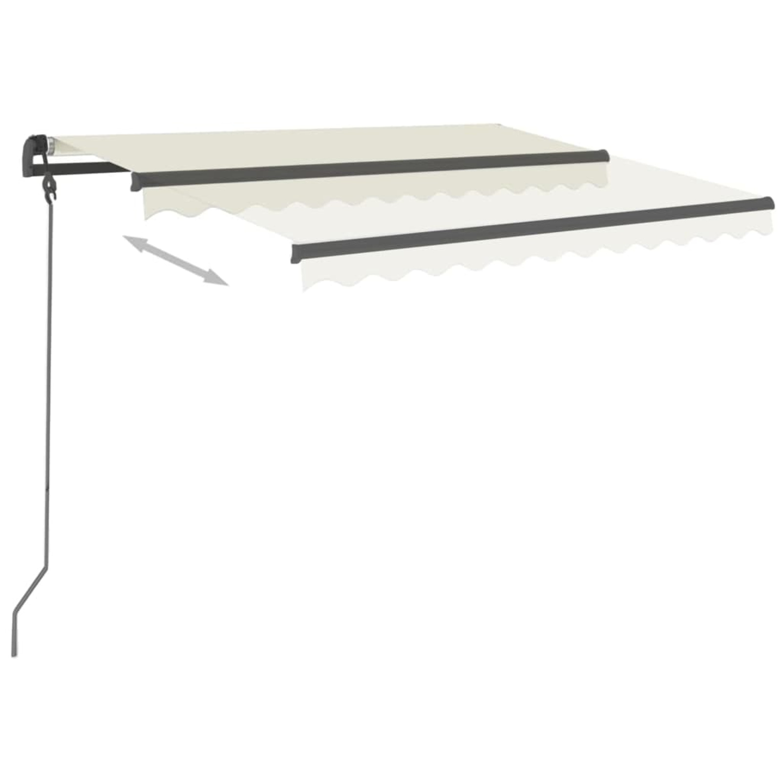 moobody Manual Retractable Awning with Posts Outdoor Canopy Sunshade Shelter Cream for Patio, Balcony, Backyard, Garden, Deck 118.1 x 98.4 Inches (W x H)