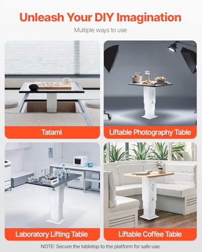 VEVOR Electric Lifting Column System, 176 lbs Lift Table, 14.2-31.1 in Height Range, Three-Stage Adjustable Desk Column, Telescopic Table Leg, Comes with Power-Supply Option to Control up/Down Motion