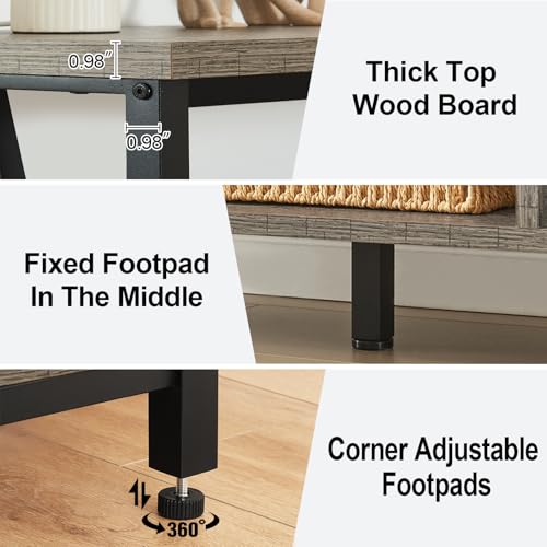 HOMBAZAAR Entryway Console Table, 47-inch Rustic Entryway Table with Storage, 3-Tier Hallway Tables with Shelves, Industrial Foyer Table for Living Room, Hallway, Entryway, Brown