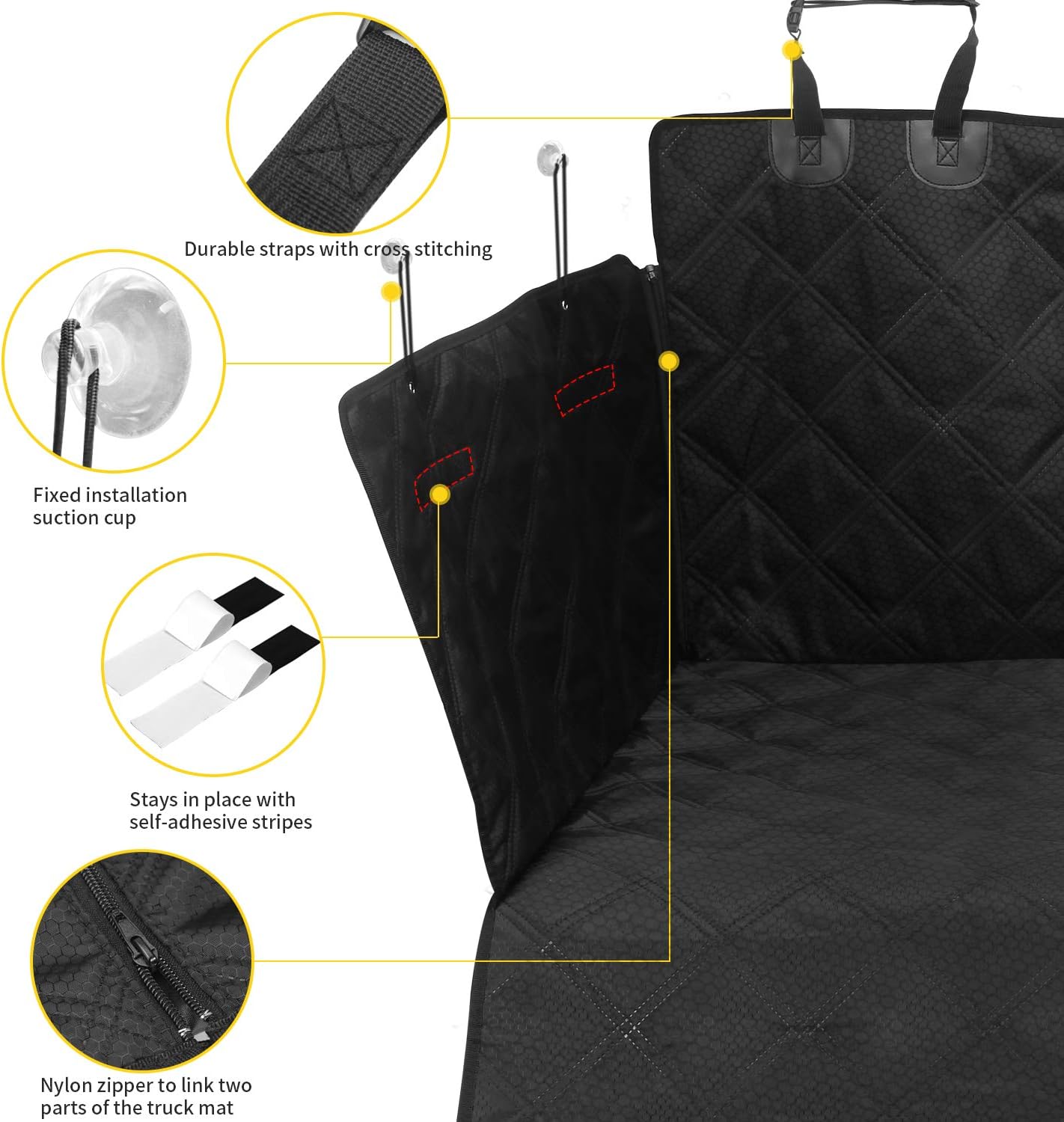 AMOCHIEN SUV Cargo Liner for Dogs, Waterproof Pet Dog Cargo Cover Liner with Side Walls Protector and Bumper Flap, Non-Slip Backing SUV Dog Cover for Cargo Area, Small &Medium SUV Black