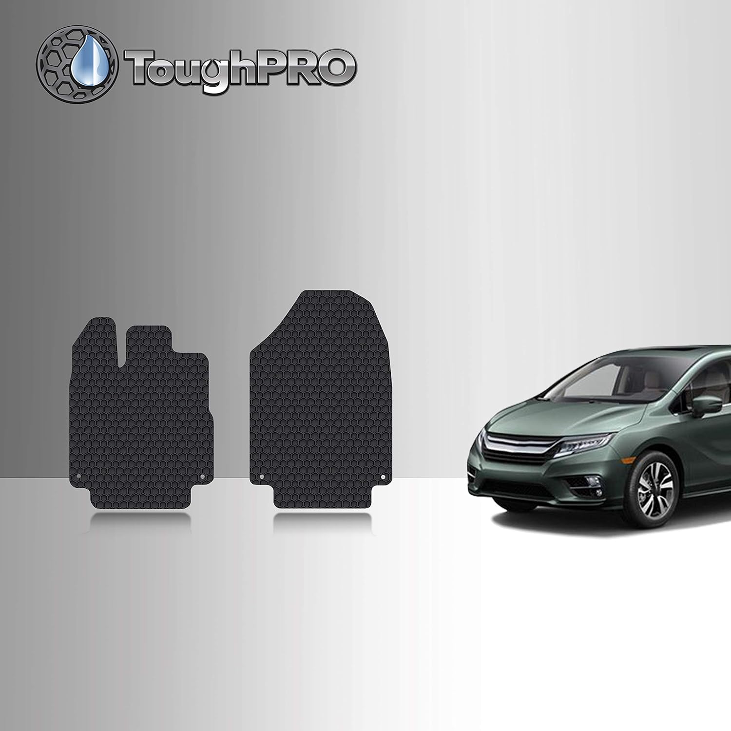 TOUGHPRO Floor Mats Accessories 1st + 2nd + 3rd Row + Cargo Mats Accessories Compatible with Honda Odyssey (8 Seater) All Weather Heavy Duty Black Rubber 2011 2012 2013 2014 2015 2016 2017