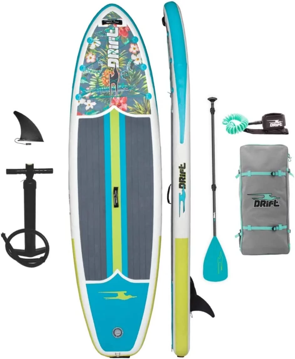 Drift Aero Inflatable Stand Up Paddle Board - SUP Paddle Board & Accessories, Including Pump, Paddle, and More - Native Floral, Adult, 10'8"