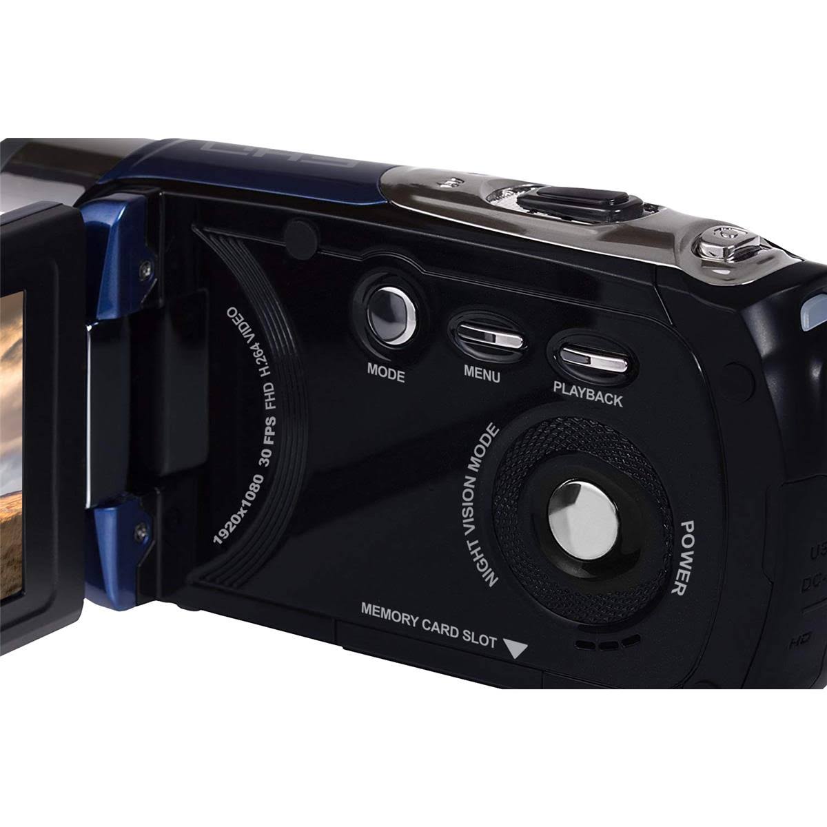 Minolta MN90NV-BL Full HD 1080p IR Night Vision Camcorder Blue