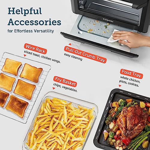 COSORI Smart 12-in-1 Air Fryer Toaster Oven Combo, Airfryer Convection Oven Countertop, Mother's Day Gift, Bake, Roast, Reheat, Broiler, Dehydrate, 75 Recipes & 3 Accessories