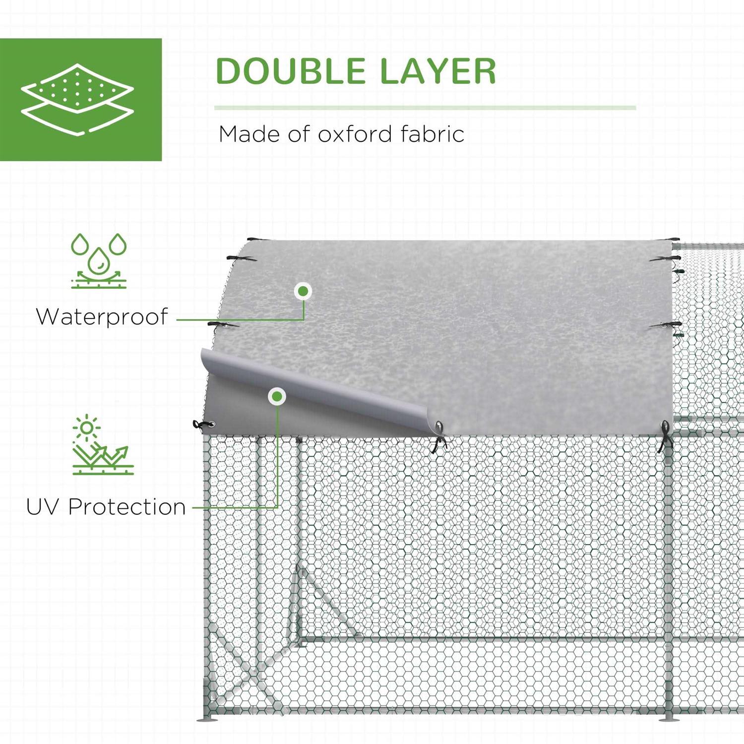PawHut Metal Chicken Coop Walk-in Enclosure with Cover - Pet Supplies online store