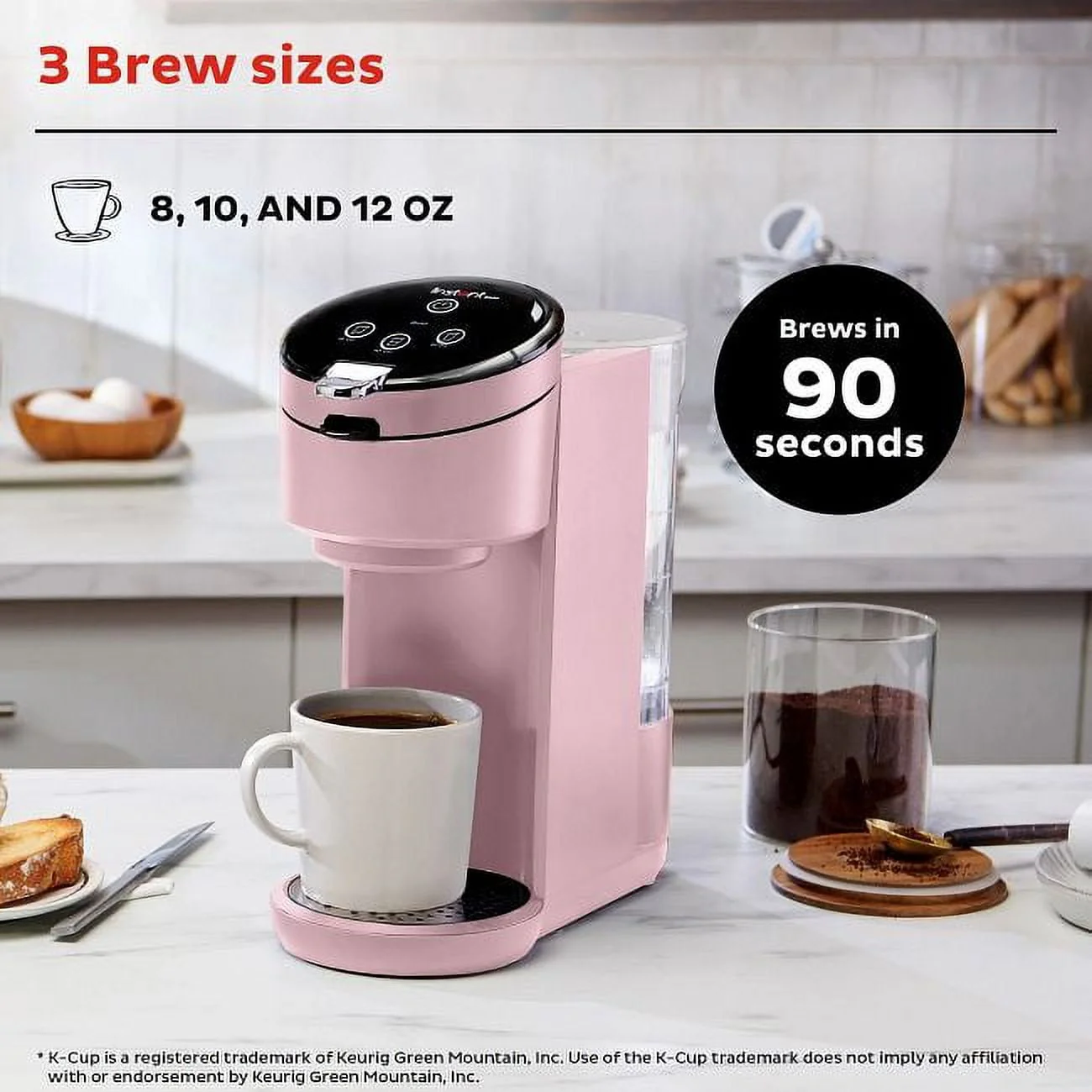 Instant Solo 2-in-1 Single Serve Coffee Maker for Ground Coffee or K-Cup Pods with 3 Brew Sizes, Maroon Red