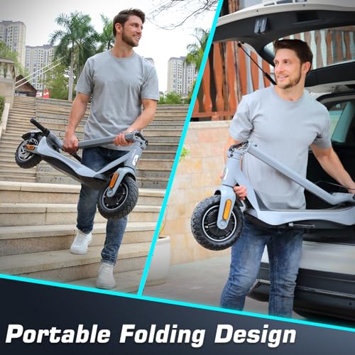 Caroma Electric Scooter Adults, 850W Motor, Max 36 Mph & 30-37 Miles Long Range, 10 Inch Run-Flat Tires, Folding E-Scooter with Dual Motor and Dual Brakes, Smart Control