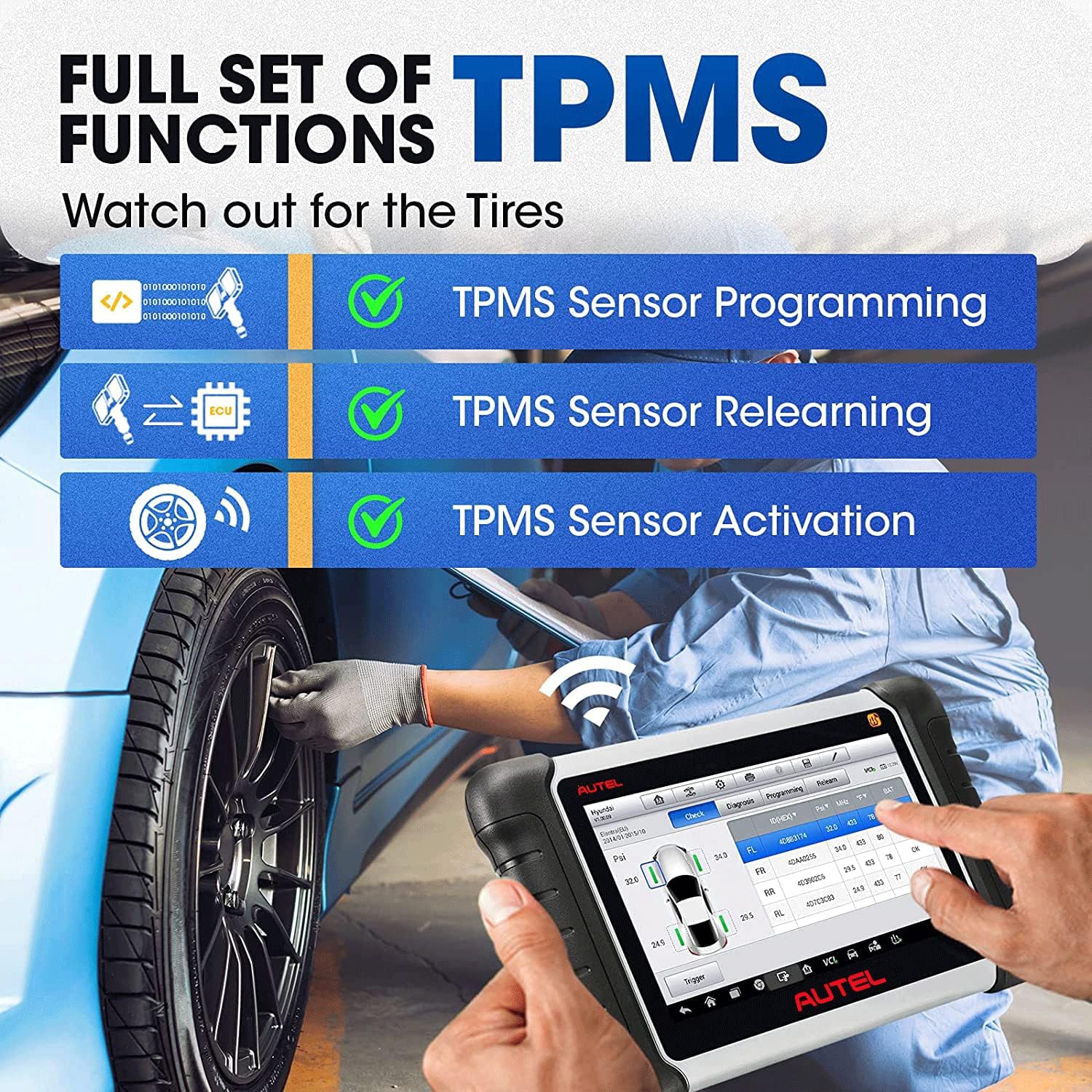 Autel MaxiPRO MP808TS, Autel Scanner with Full TPMS Service Function Updated of MP808/DS808/MP808K Diagnostic Tool , 30+ Special Functions Bi-directional Control and Wireless BT