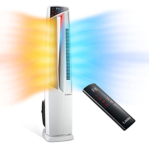 Lasko FHV820 Oscillating All Season High Velocity Hybrid Fan and Space Heater in One with Remote Control, Timer, and Thermostat for Year Round Indoor Home Use