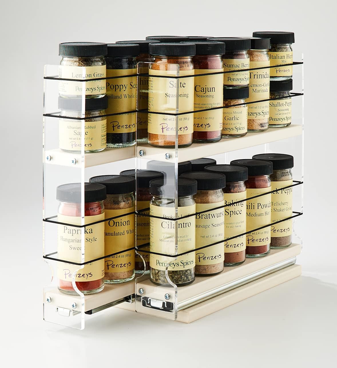 Vertical Spice - 22x2x11 DC - Spice Rack - Narrow Space w/2 Drawers each with 2 Shelves - 20 Spice Capacity - Easy to Install