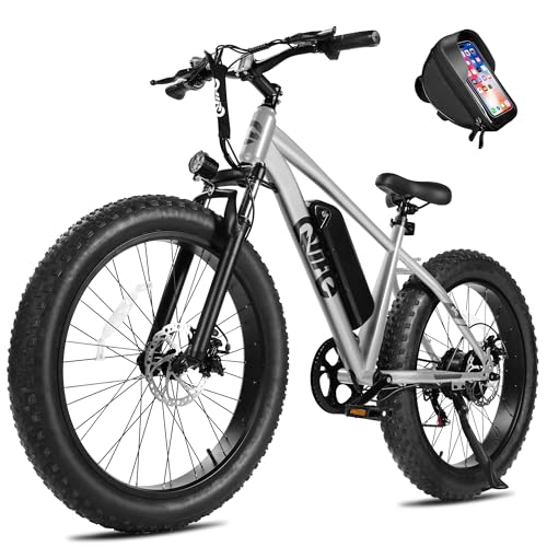 Racer Plus Adult Electric Bicycle, Peak 1000W Motor Electric Bike for Adults, Up to 28MPH 65Miles, 26x4.0 Fat Tire Electric Mountain Bike with 48V 13AH Battery, 7 Speed Front Suspension E Bike