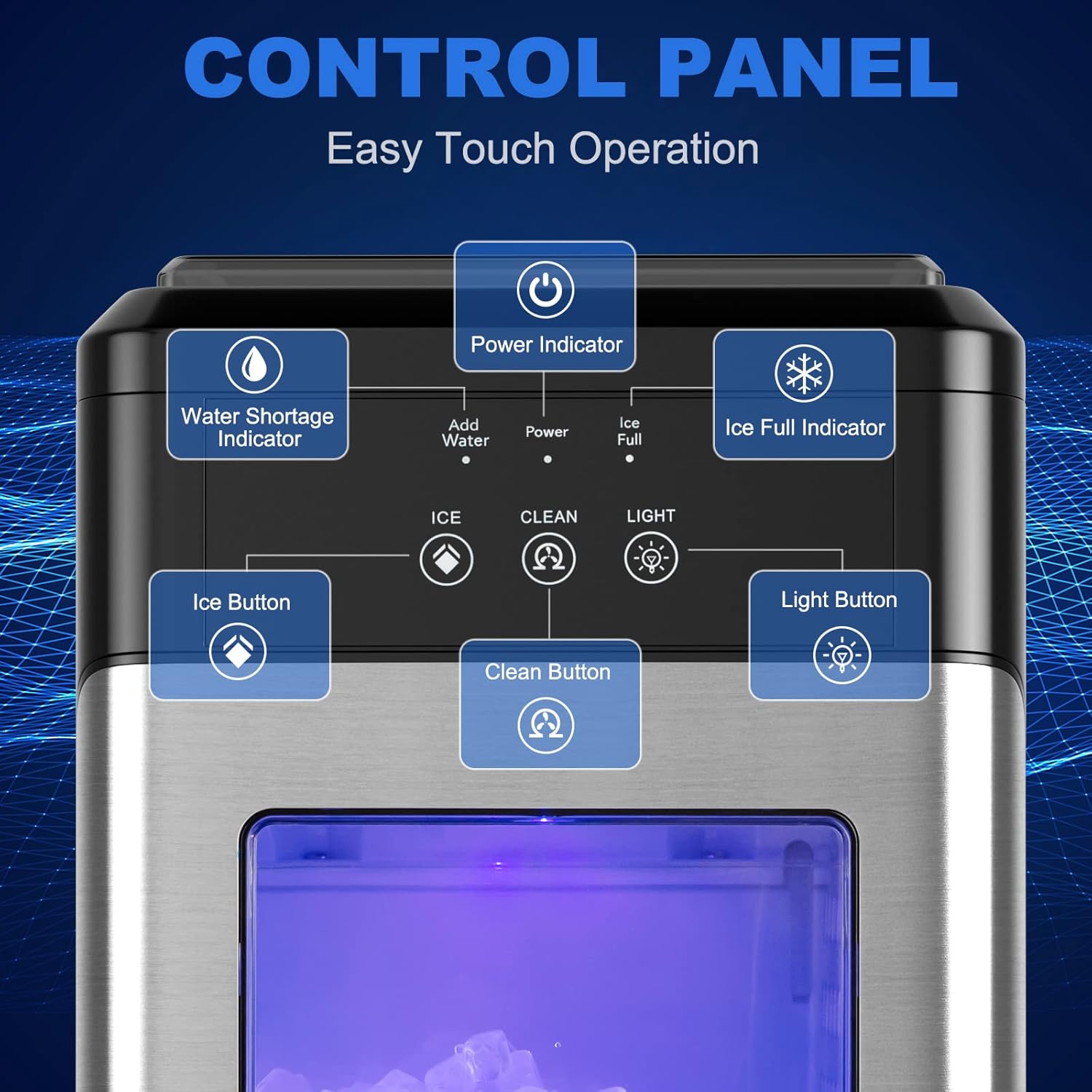 COSTWAY Nugget Ice Machine, 44 LBS Per Day, Built in Self-Cleaning Function, Intelligent Control Panel, Compressor, Include Ice Scoop, Portable and Compact Countertop Ice Maker for Party, Kitchen