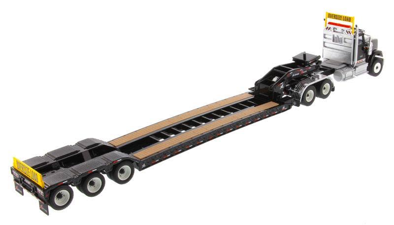 International HX520 Tandem Tractor Black XL 120 Lowboy Trailer 1/50 Diecast Model Diecast Masters 71017