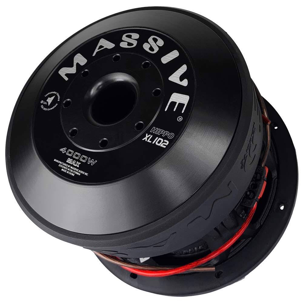 Massive Audio Hippoxl102 - 10 inch 2000 Watts RMS Dual 2 Ohm 3 inch V.C. Mega Subwoofer