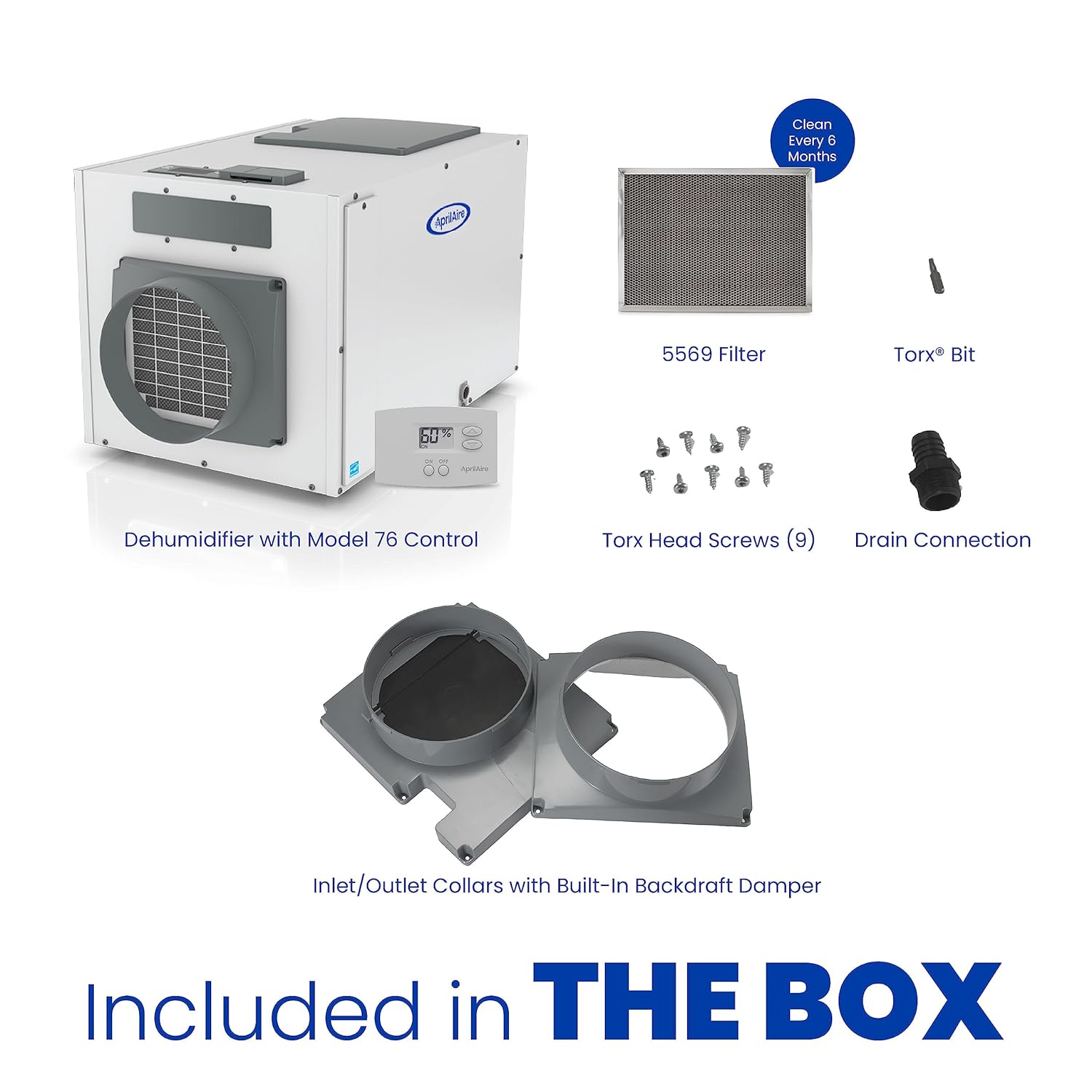 AprilAire E130 130-Pint + E100 100-Pint Whole-House Dehumidifiers + Model 76 Controls Bundle