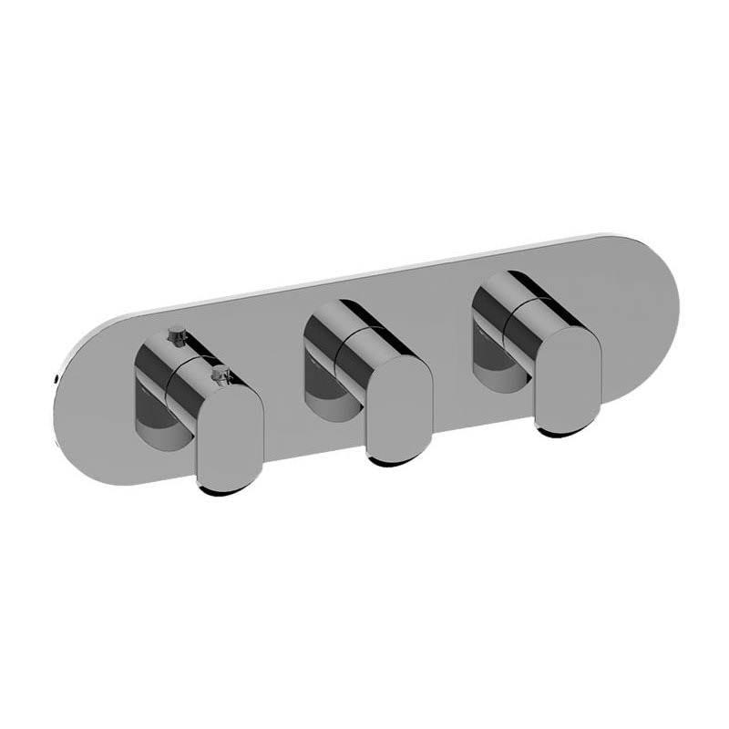 Graff G-8056H-LM45E0-PC-T M-Series Round 3-Hole Trim Plate with Phase Handles (Horizontal Installation) in Polished Chrome