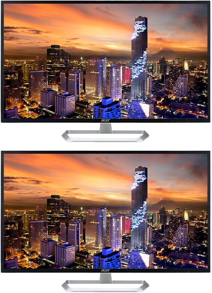 acer EB321HQU C 32-inch 1440P Quad HD IPS 60 Hz 4 ms LED Backlit Widescreen LCD Monitor, 2-Pack Bundle with Eye Care, VGA, HDMI, DisplayPort, black
