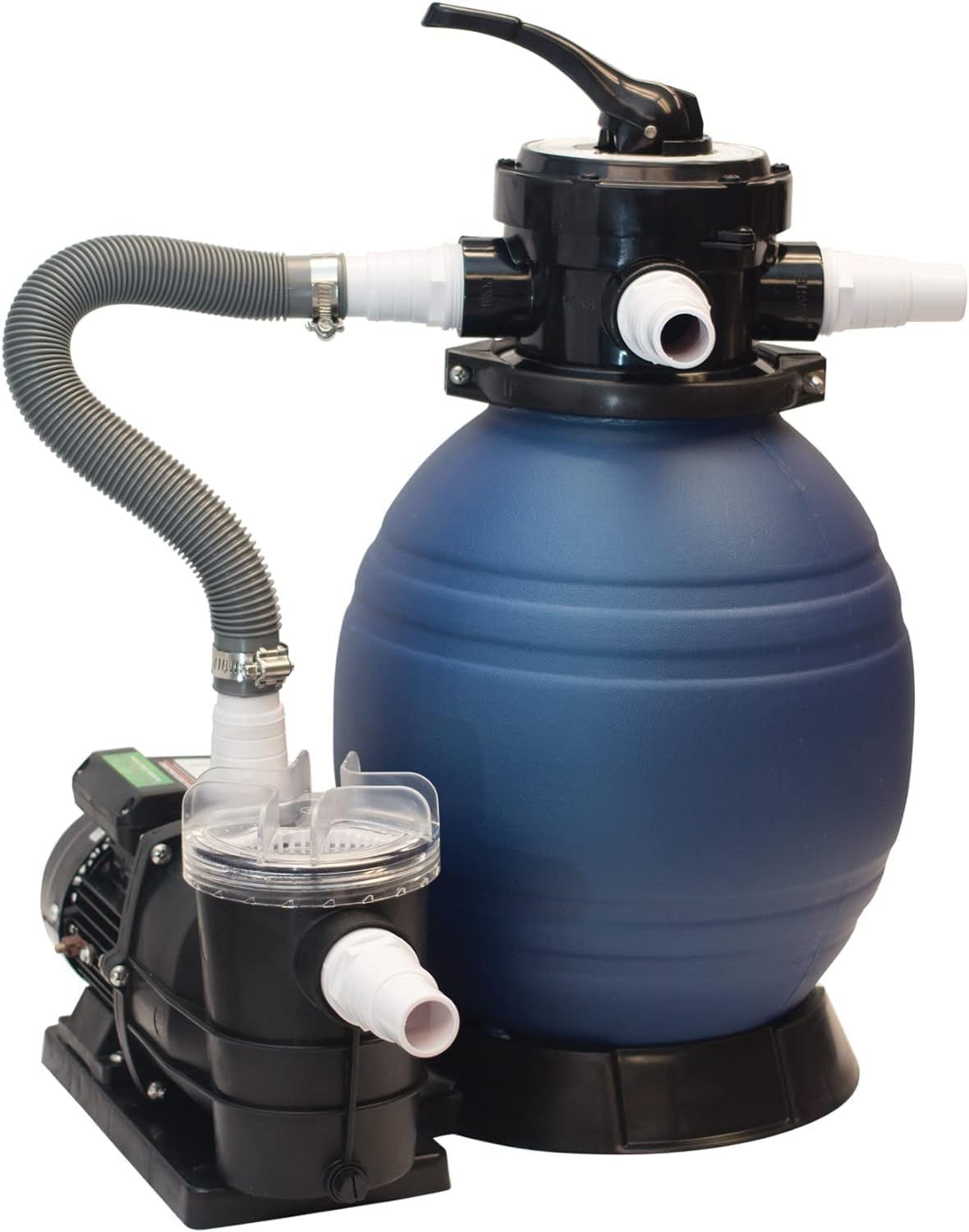 Poolzilla Tiger Shark 12" Sand Filter with 3/4HP Pool Pump 4 Way Valve Above Ground Pool Set with Stand, for Pools up to 7,200 Gallons
