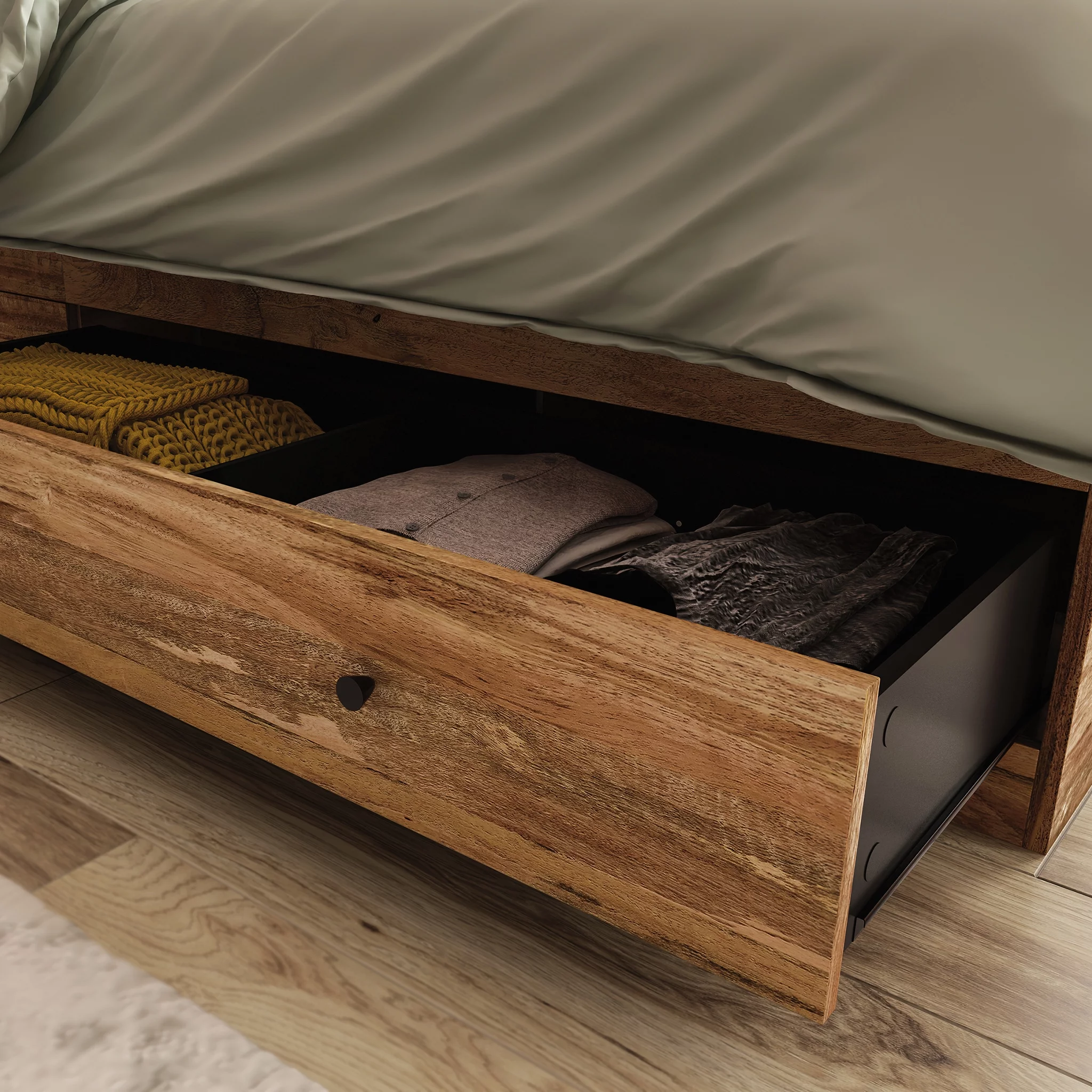 Sauder Cannery Bridge Queen Storage Platform Bed, Sindoori Mango Finish
