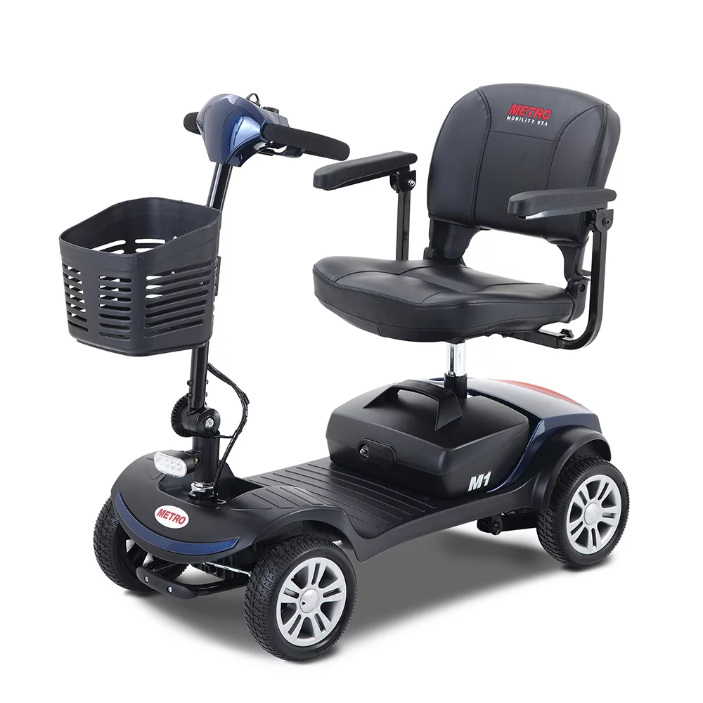 Travel Mobility Scooter, Heavy Duty Electric Scooters with 4 Anti-Tip Wheels, Compact Lightweight Mobility Scooters for Senior Adults Elderly, Foldable Mobility Scooter, Holds 300lbs, Purple