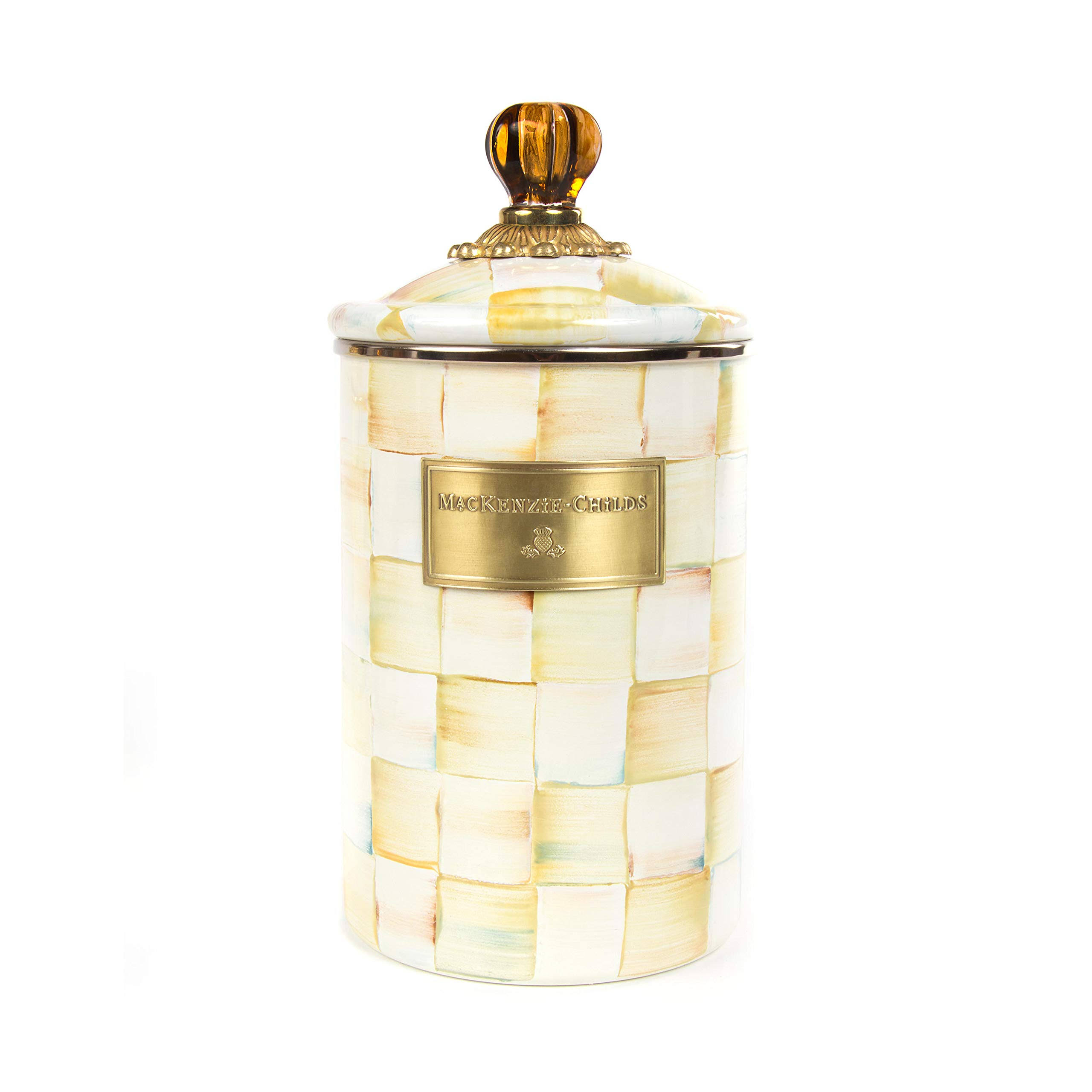 MacKenzie-Childs - Parchment Check Enamel Canister - Large