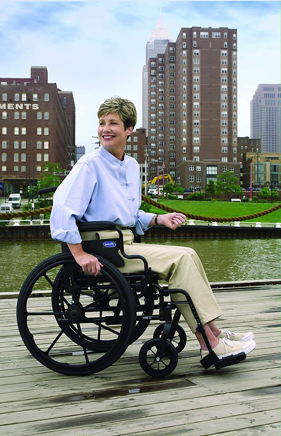 Invacare 9000 XT Wheelchair for Adults | Lightweight Long Term Folding | 16 Inch Seat | Footrests & Desk Arms | Electric Red