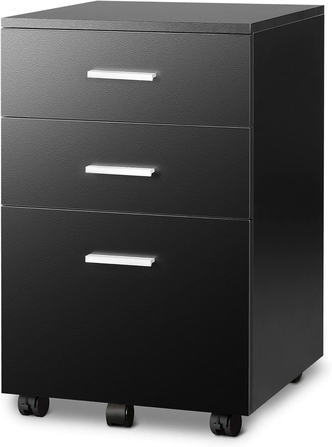DEVAISE 3 Drawer Mobile File Cabinet, Wood Filing Cabinet fits A4 or Letter Size for Home Office, Walnut