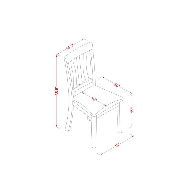 East West Furniture Antique Dining Chair with Faux Leather Seat in Oak Finish - Set of 2 - Anc-oak-lc