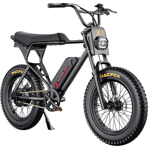 MACFOX Electric Bike for Adults - Peak 750W, 25MPH High-Speed Commuter Ebike, 30 Mile Range, 20" All-Terrain Fat Tires with Front Suspension, Off-Road/Campus E-Bicycle (X1S/Class 3)
