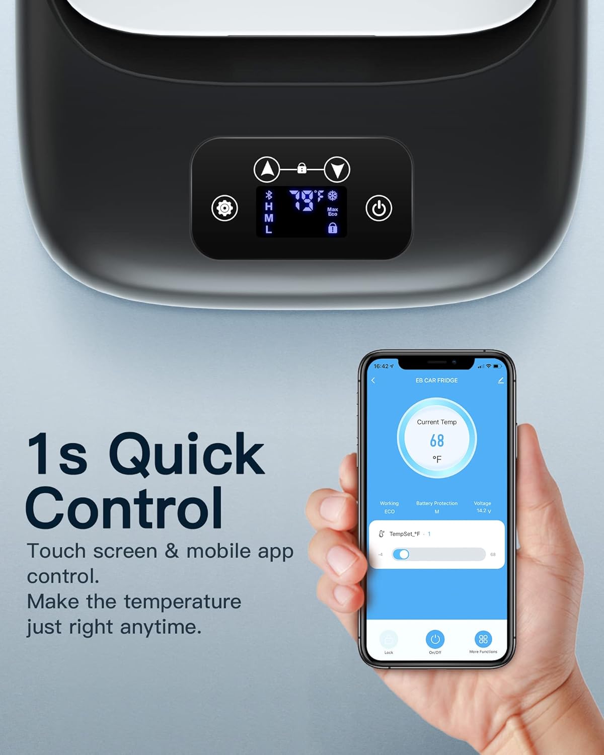 AAOBOSI 12 Volt Car Refrigerator Freezer 20 Quart (18L) RV Portable Refrigerator Freezer APP Control Car Fridge -4℉-68℉ Electric Compressor Cooler 12/24V DC & 100-240V AC for Car, Camping,Truck,RV and Home Use