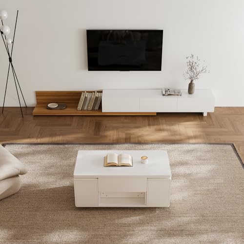 homary Black Lift-Top Coffee Table with Hidden Storage, 3-in-1 Modern Folding Center Table with 4 Stools, Casters, and Lockable Wheels – Convertible Dining & Office Table for Living Room