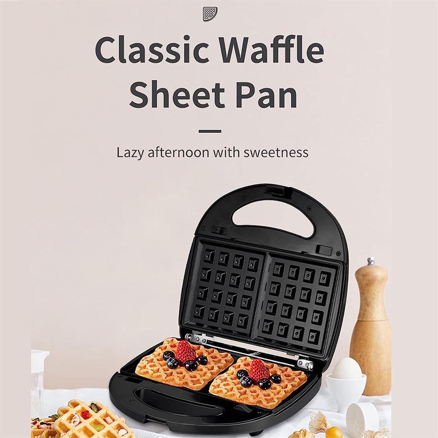 Sandwich Maker, 750W Sandwich Grill and Waffle Maker Set with 4 Interchangeable Plates and Non-Stick Coating, Cool-touch Integrated Handles, for Sandwiches, Steaks, Croissants