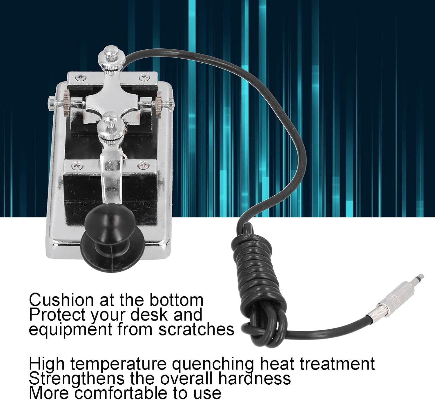 Morse Key Eujgoov HY-K4 Stainless Steel CW Telegraph Key DIY Telegraphing Key for Shortwave Radio Communication Teaching