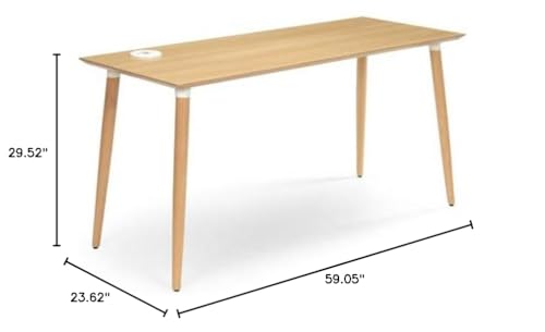 Hubbub Freya Table Desk 60" W x 24" D Ash/White Metal Accents