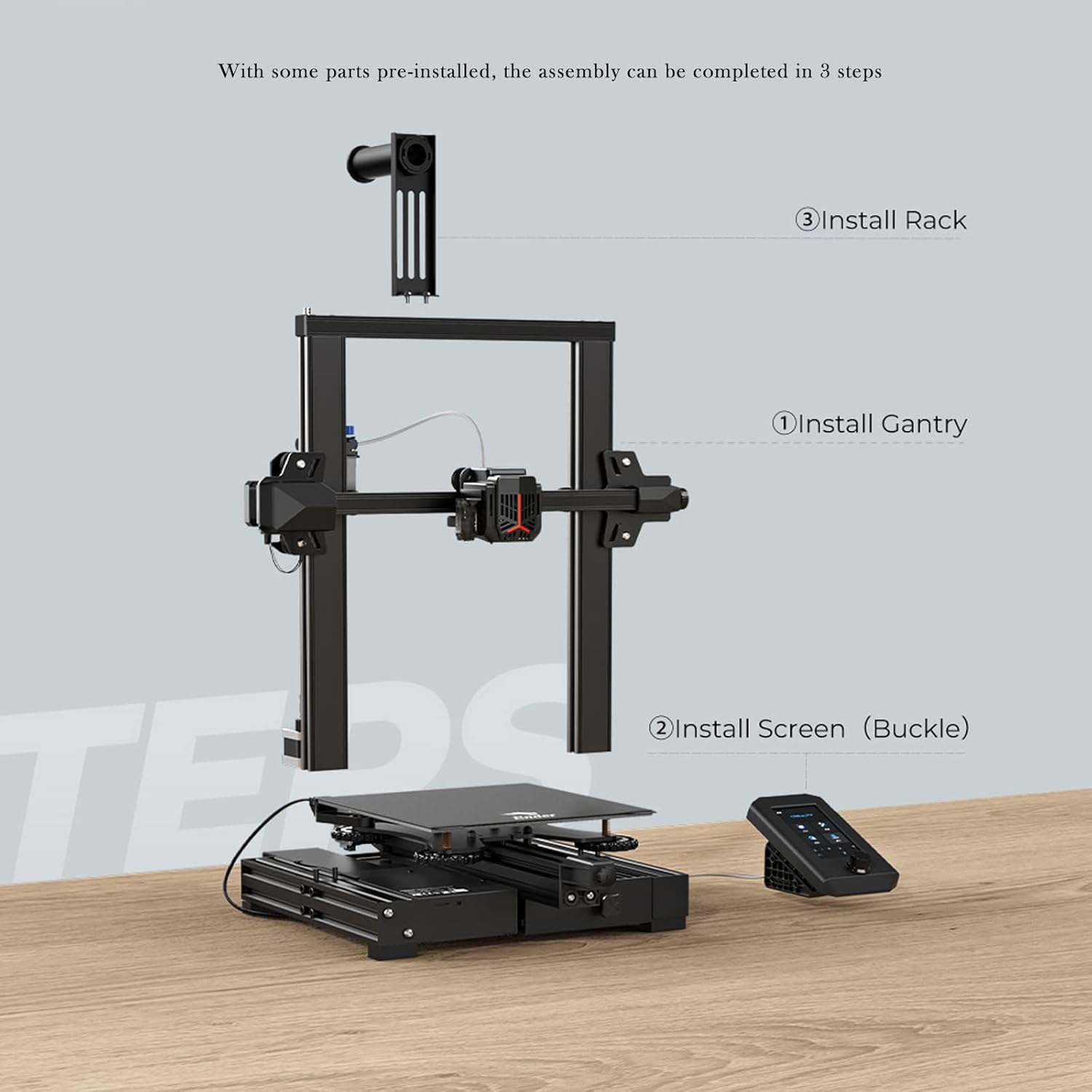3D Printer Ender 3 v2 Neo Creality Offically New Upgrade Version with Auto-Leveling CR-Touch Silent Motherboard Stainless Platform Full-Metal Extruder 95% Pre-Installed Resume Printing 220x220x250mm
