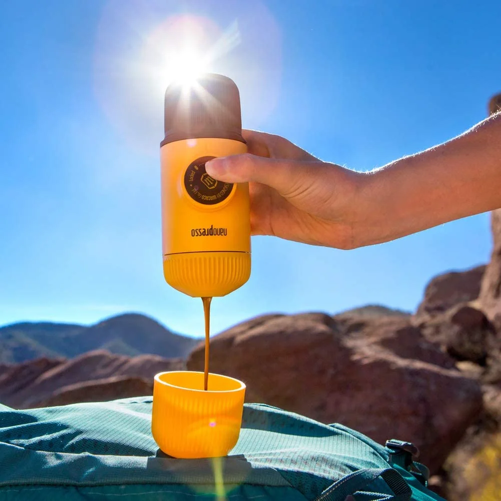 Wacaco Nanopresso Portable Espresso Maker, Upgrade Version of Minipresso, 18 Bar Pressure, Yellow Patrol Edition, Extra Small Travel Coffee Maker