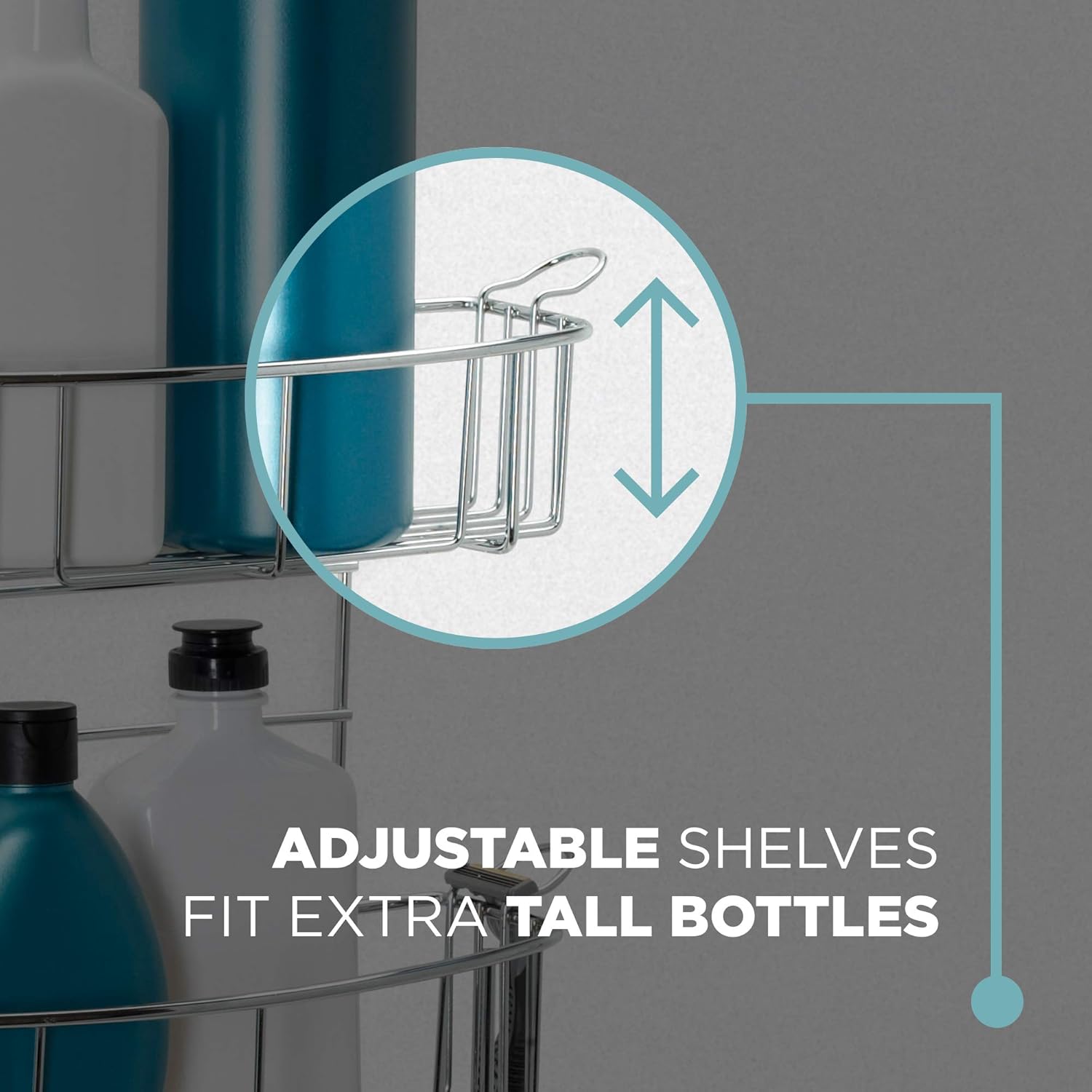 Zenna Home Rust-Resistant Over-The-Shower Door Caddy, Stainless Steel & NeverRust Rustproof Aluminum Shower Caddy, Satin Chrome