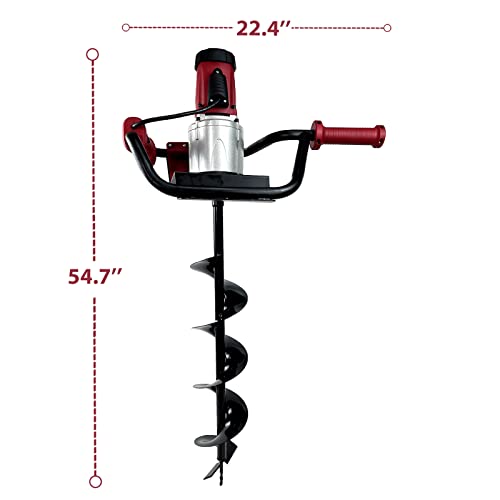 6-Inch & 4-Inch Auger Bit Earth Auger,1500W Electric Post-Hole Digger, Earth Auger Digging Drill, Ideal for Post Hole Digging, Drilling, Tree Planting