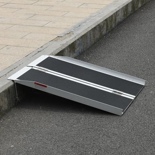 Portable Wheelchair Ramp 3FT, 80 Mesh Non-Slip Gravel, Aluminum Collapsible Threshold Ramp,Step Ramp, Easy for The Elderly and Disabled to Pass Through Safely!YISHANRENJIE Quality Assurance!, Black