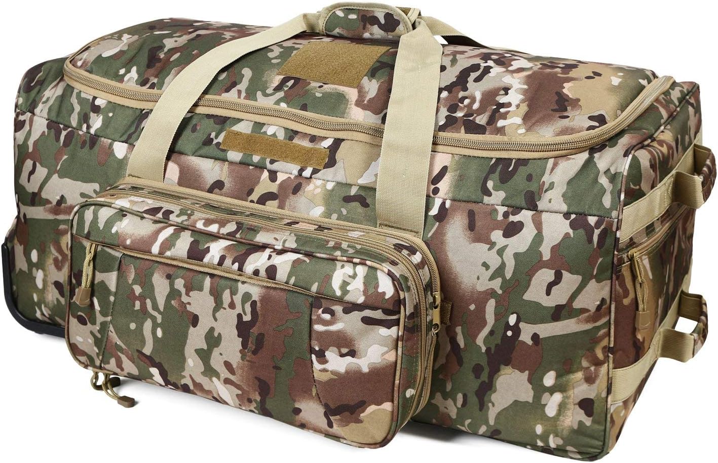 ARMYCAMO Military Tactical Wheeled Deployment Trolley Duffel Bag Heavy-Duty Camping Hiking Running Trekking