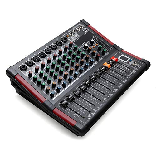 8 Channel Powered Mixer Professional Mixing Amplifier 16DSP TRS USB Bluetooth Home Recording