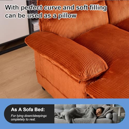 110" Sectional Sofa Cloud Couch for Living Room, Modern Corduroy U Shaped Couch, Comfy Modular Sofa Sleeper with Double Chaise & Memory Foam for Living Room Apartment（White）
