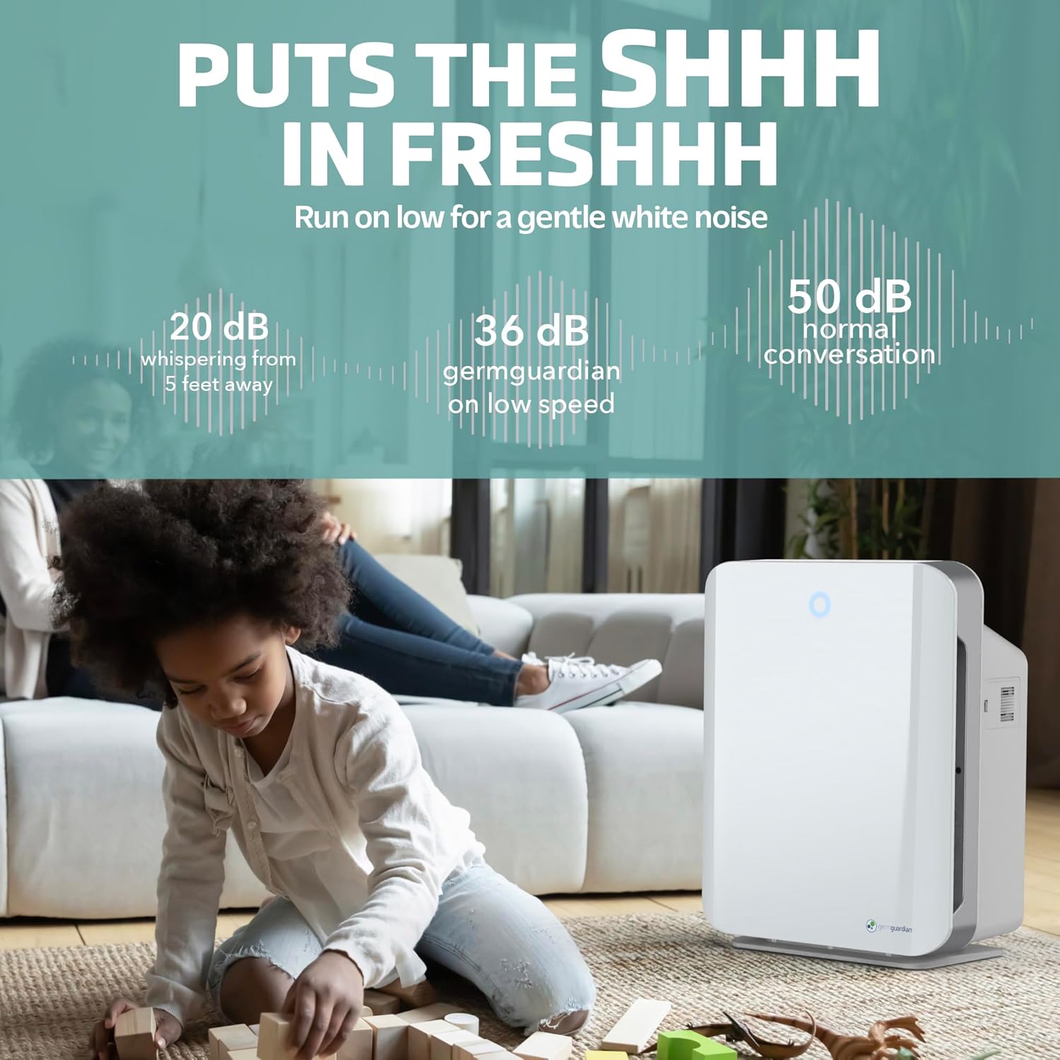 GermGuardian Air Purifier with HEPA 13 Filter, Removes 99.97% of Pollutants, Large Room up to 1760 Sq. Foot Room in 1 Hr, UV-C Light Helps Reduce Germs, Zero Ozone Verified, 21", White, AC5900WCA
