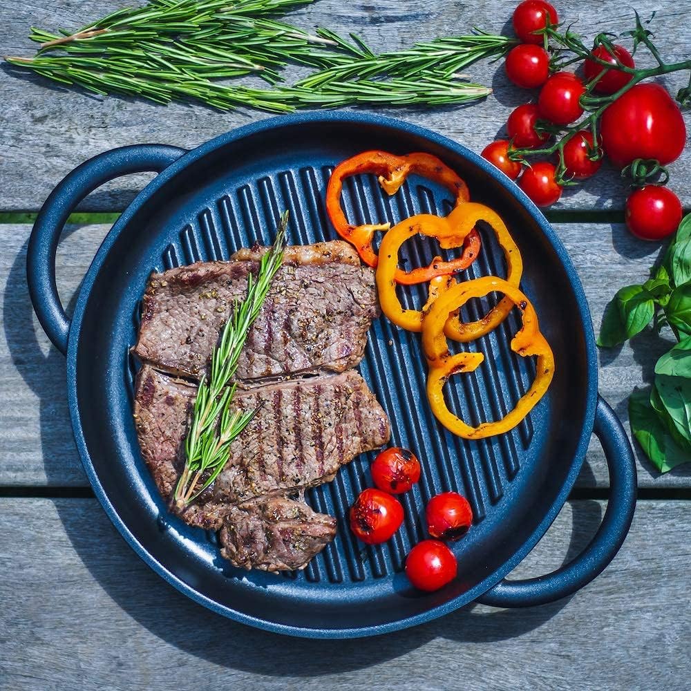 Jean Patrique The Whatever Pan - Cast Aluminium Griddle Pan with Glass Lid | 10.6 Diameter, Induction Compatible, Non-Stick