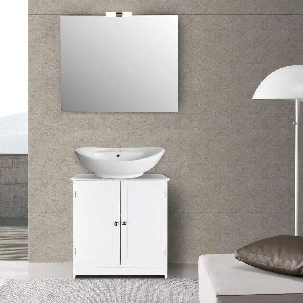 Pedestal Under Sink Storage Bathroom Vanity Cabinet Freestanding Space Saver Organizer with Shelves, White