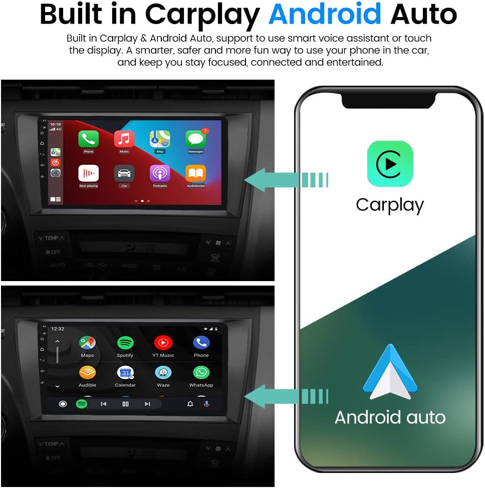 AWESAFE Car Radio Stereo for Toyota Prius 2010 2011 2012 2013 2014 2015, 9 Inch Touch Screen Head Unit Built in Carplay Andriod Auto Bluetooth Navigation Video Player