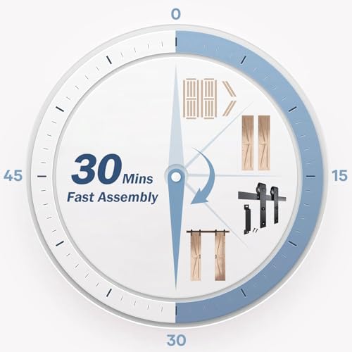 FREDBECK 48in x 80in Sliding Wood Barn Door with 8FT Barn Door Hardware Kit Included K Shape Solid Spruce Panel Sliding Door Double Surfaces Need to Assembly