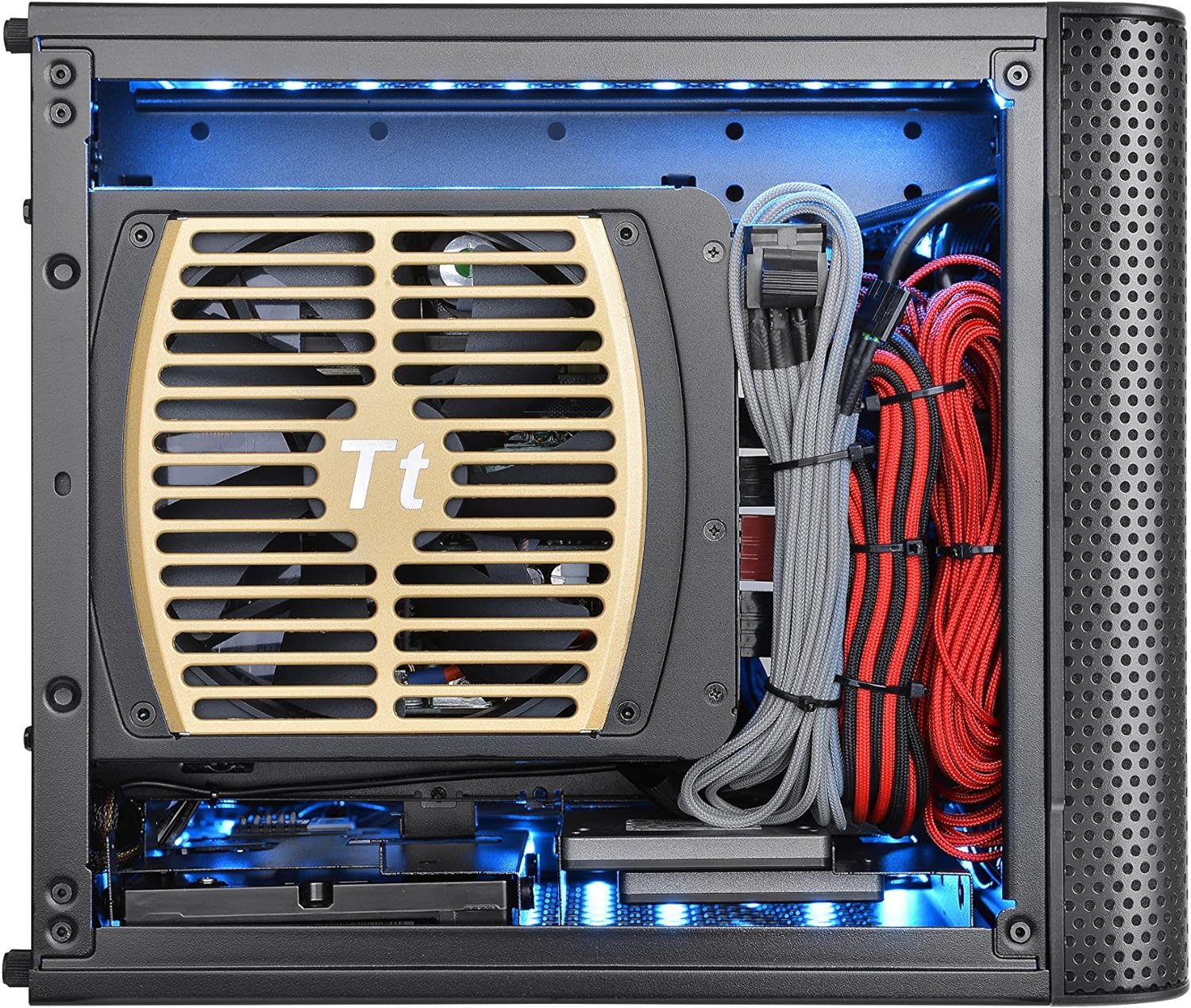 Thermaltake Core V1 SPCC Mini ITX Cube Gaming Computer Case Chassis, Interchangeable Side Panels, Black Edition, CA-1B8-00S1WN-00