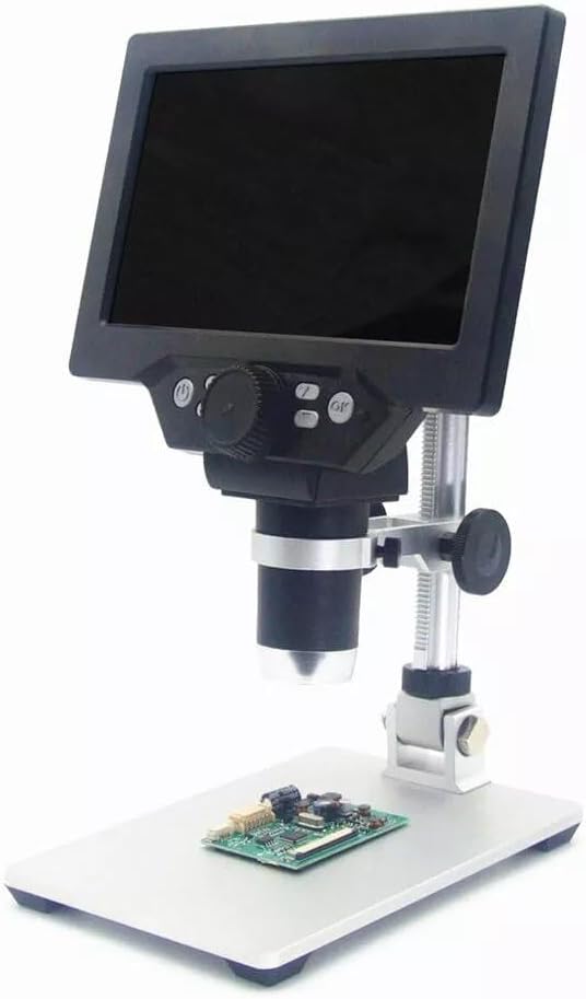 G1200 Digital Microscope 12MP 7 Inch Large Color Screen Large Base LCD Display 1-1200X Continuous Amplification Magnifier with Aluminum Alloy Stand Power Supply Version