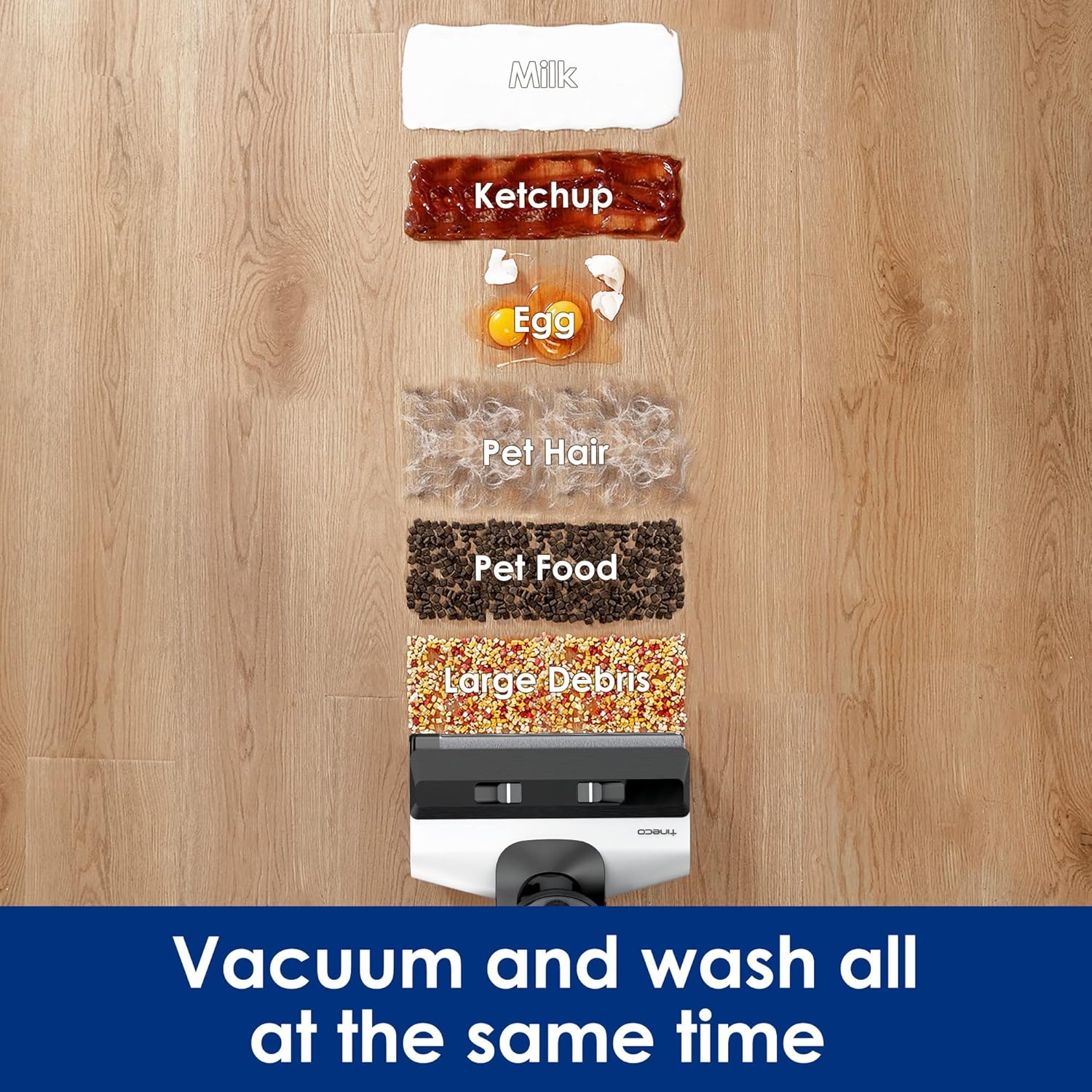 Tineco Floor ONE S5 Smart Cordless Wet Dry Vacuum Cleaner and Mop for Hard Floors, Digital Display, Long Run Time, Great for Sticky Messes and Pet Hair, Space-Saving Design, Blue